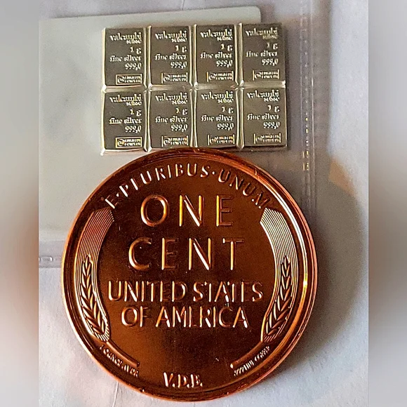1oz Copper Round + 6G Valcambi Silver Bars